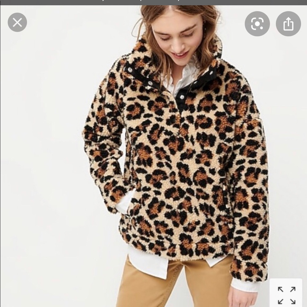 J.Crew Leopard Print Sherpa Pullover